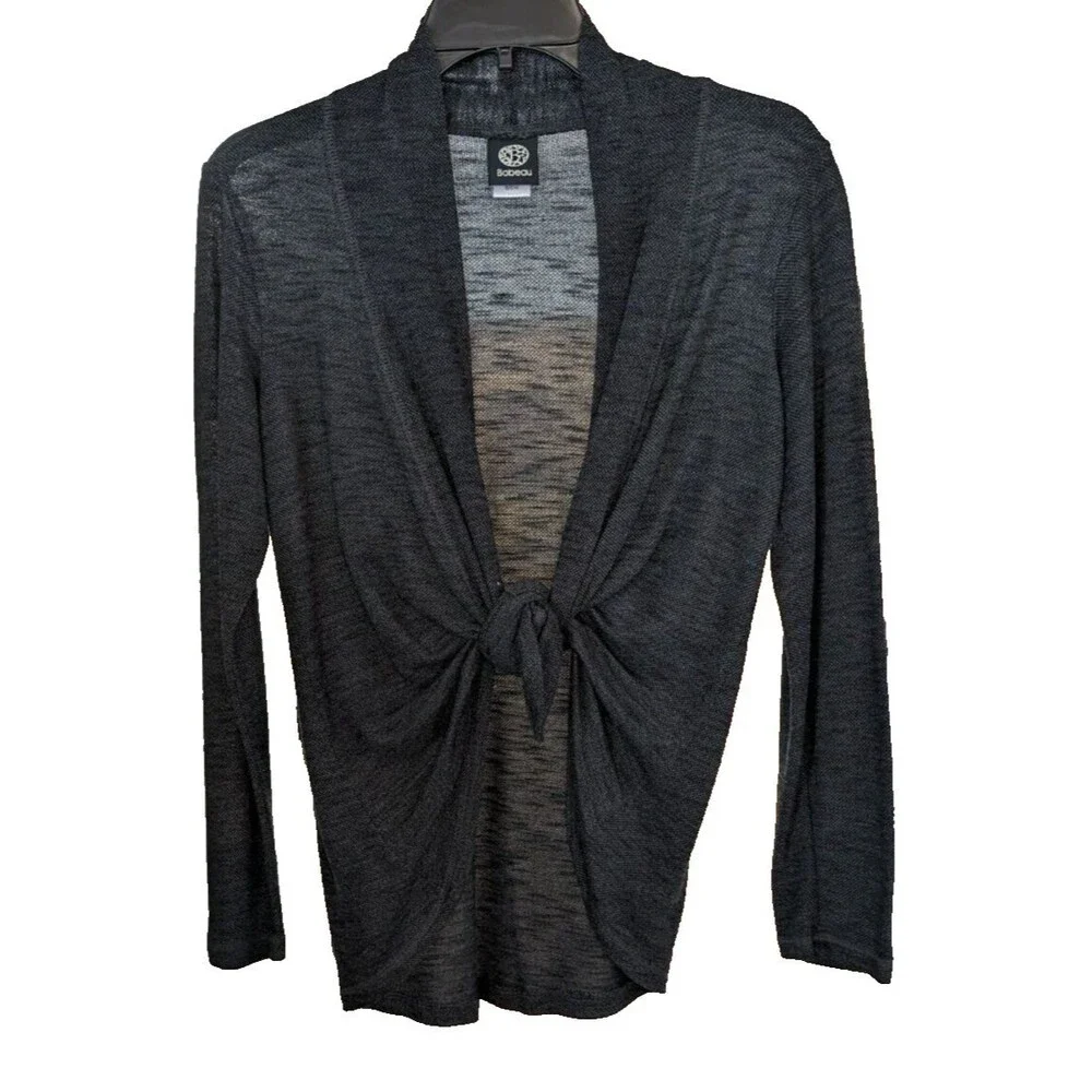 Bobeau Light Weight Black Open Front Hip Length Sweater Cardigan Duster Small - Picture 3 of 8